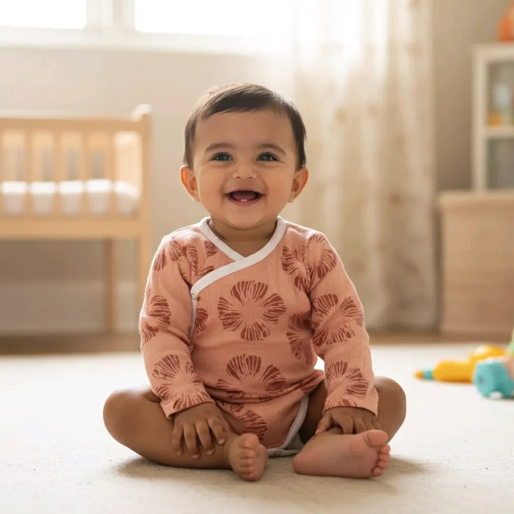 Organic Cotton Baby Bodysuit - Floral Print-0-3M