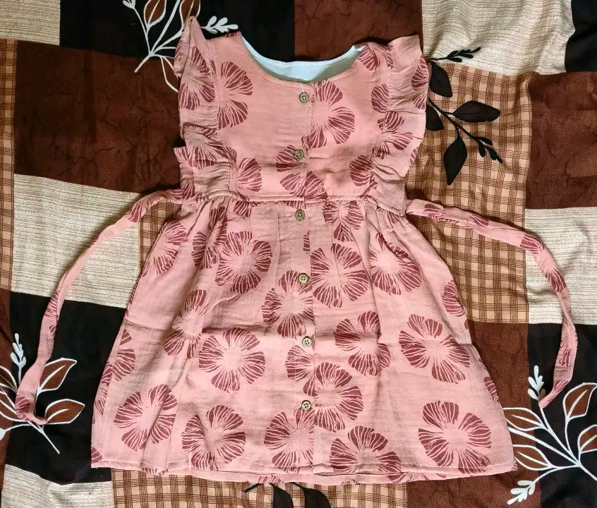Girls' Floral Print Frock - Stylish & Comfortable Dress for Toddlers-1-2Y